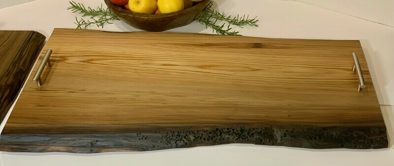 Charcuterie Board / Cheese Board / Serving Tray - 15 / 18&quot; x 30&quot; with Live Edge and stainless steel handles
