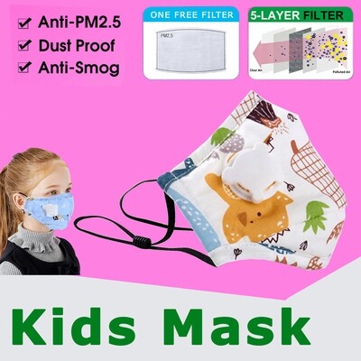 Baby/kids protective Face Mask with breath valve and 5 Layers Replaceable Anti Haze Filter PM2.5. Washable, reusable anti-dust.