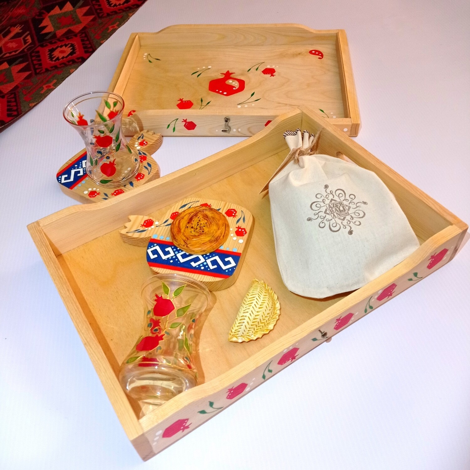 Novruz Tea Set in a Wood Box