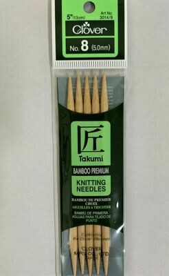 5.0 mm (8) Clover Double-Pointed Knitting Needles 5&quot; # 3014/8