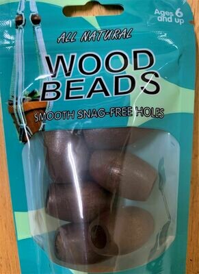 Macrame All Natural Wood Beads - 32x22mm Oval Walnut