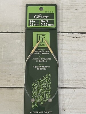 3.25 mm (3) Clover Bamboo Circular Knitting Neddles 9&quot;