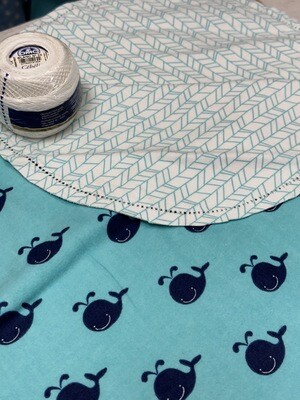Double Flannel Blanket - Whales on Turquoise print