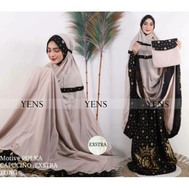 STOCK TERBATAS!! Mukena Songket POLKA Antem Anti Tembem size Super Jumbo ori Yens