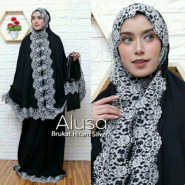Mukena Jumbo Dewasa Bali Brukat Glitter ORI Alusa