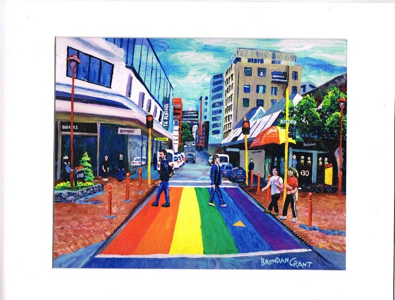 Rainbow Crossing on Dixon St in 11 by 14 inch mat