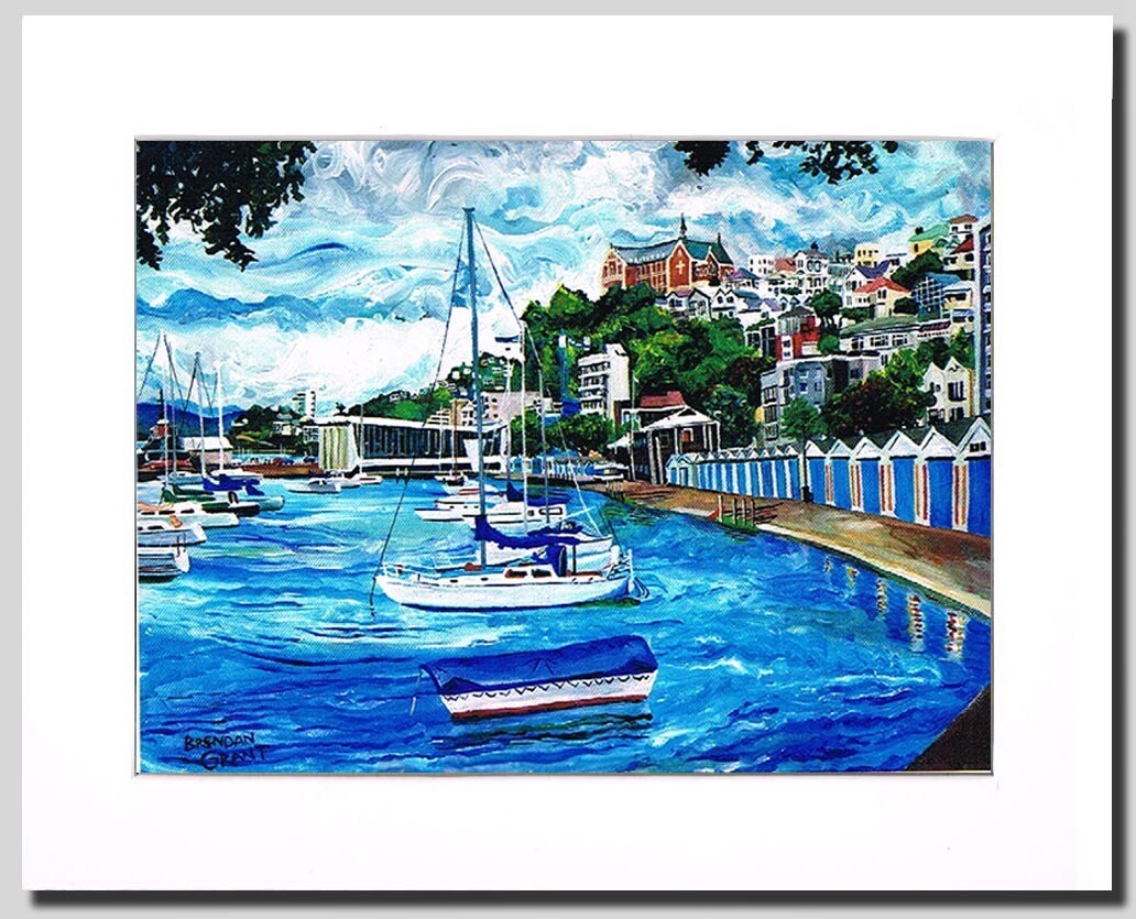 Port Nicholson Yacht Club Print in in an 8" x 10" mat frame