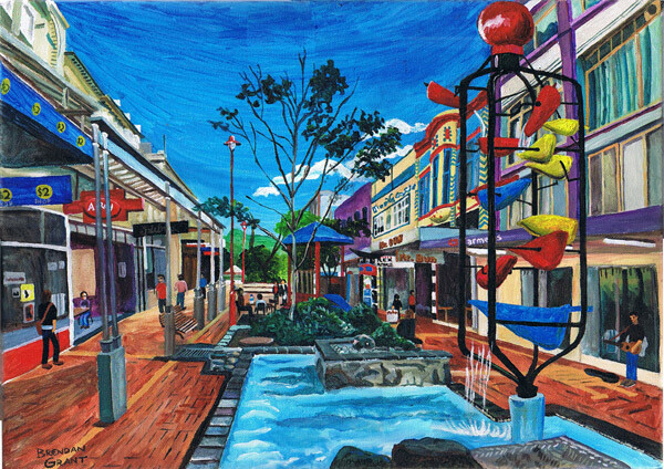 A3 Print of Cuba Mall Bucket Fountain