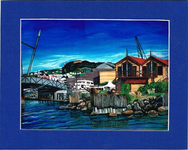 Boat Shed & Te Papa print in 8 x 10" Mat frame