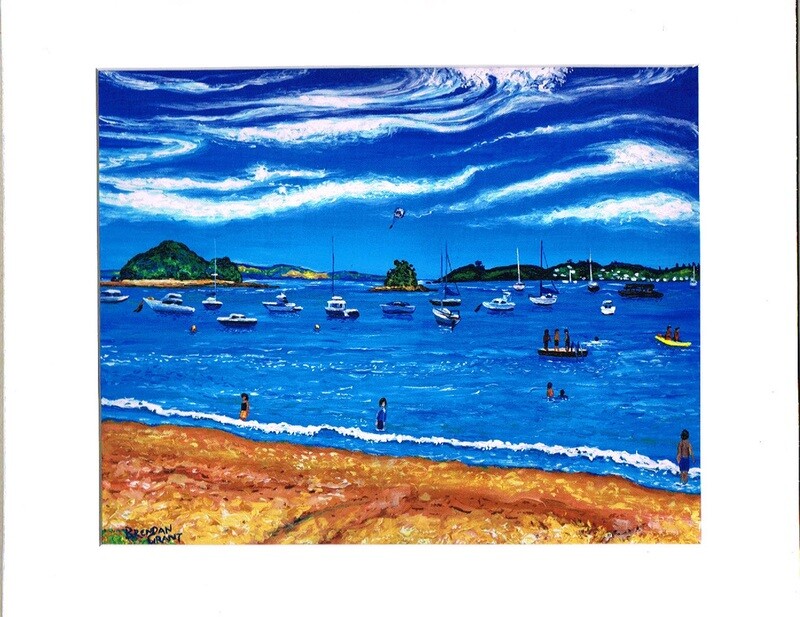 Paihia Beach in 11 by 14 inch mat