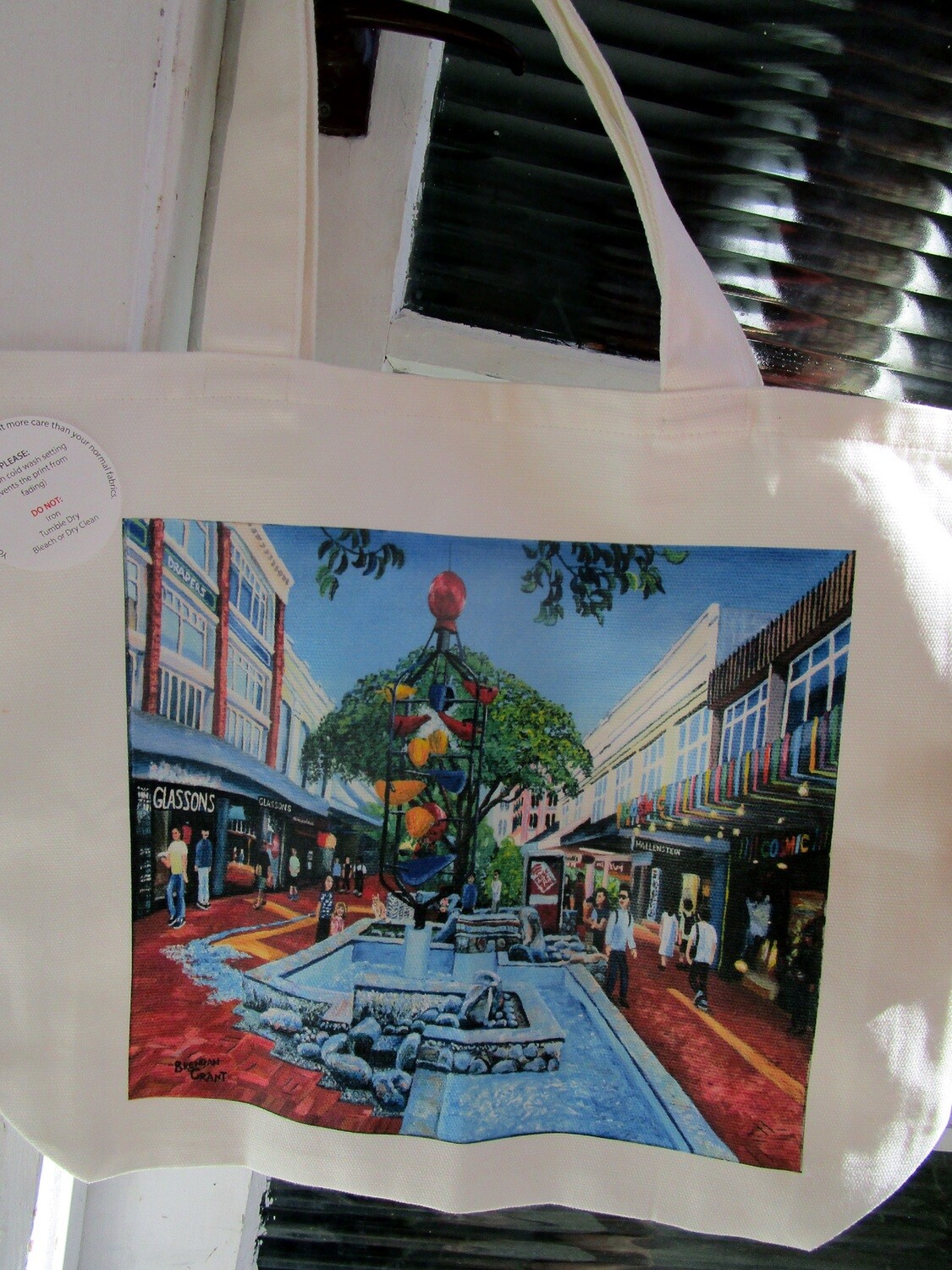 White Tote Bag of Bucket Fountain 2021 Painting