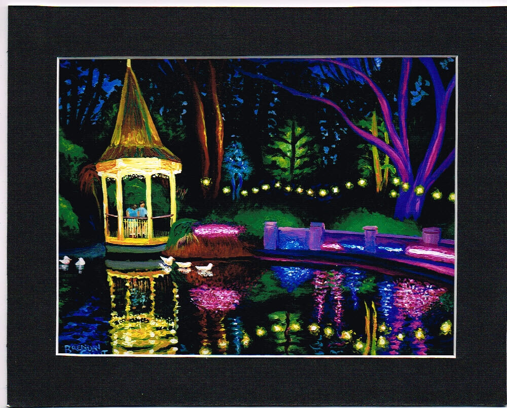 Botanical Gardens Light Show Print in an 8" x 10" mat