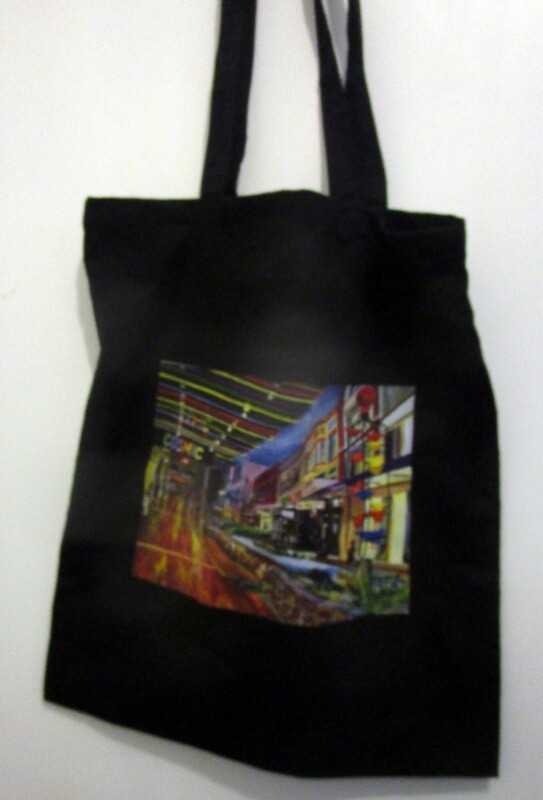 Black Tote Bag of Cuba Mall with Cosmic Painting