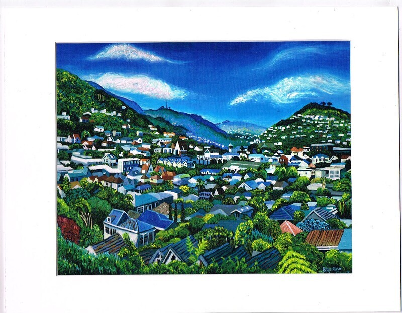 Lookout from Karori Print in 11 by 14 inch mat