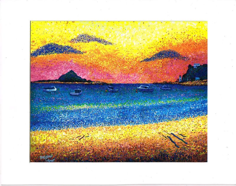 Island Bay Sunset Print in 11 by 14 inch mat