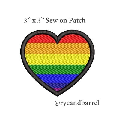 Pride Rainbow Heart Patch, 3 by 3