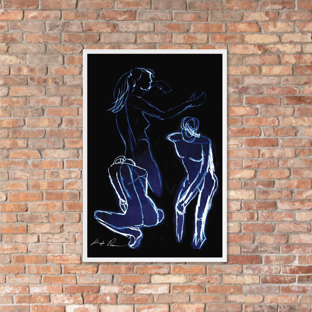 Femme Figure, Chalk Pastel, Framed Art Poster