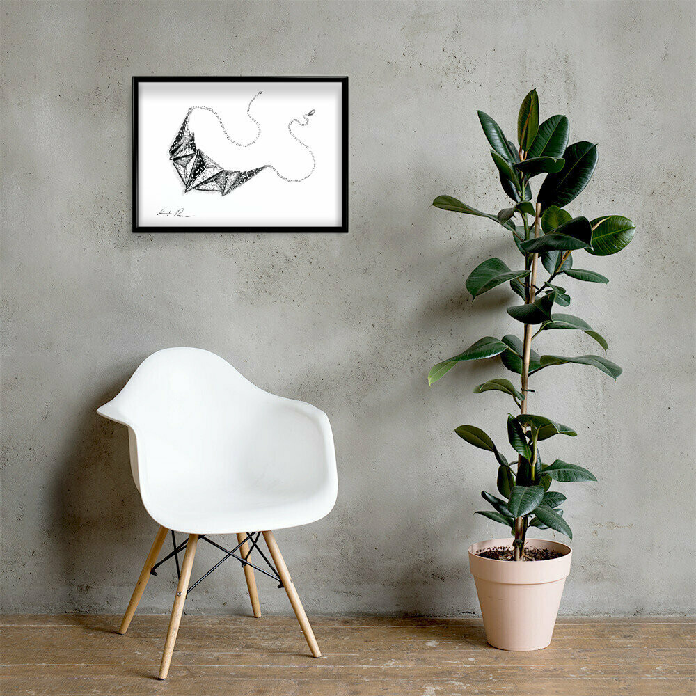 The Gold Necklace, Fashion Illustration Art Poster, Black and White, Art Print