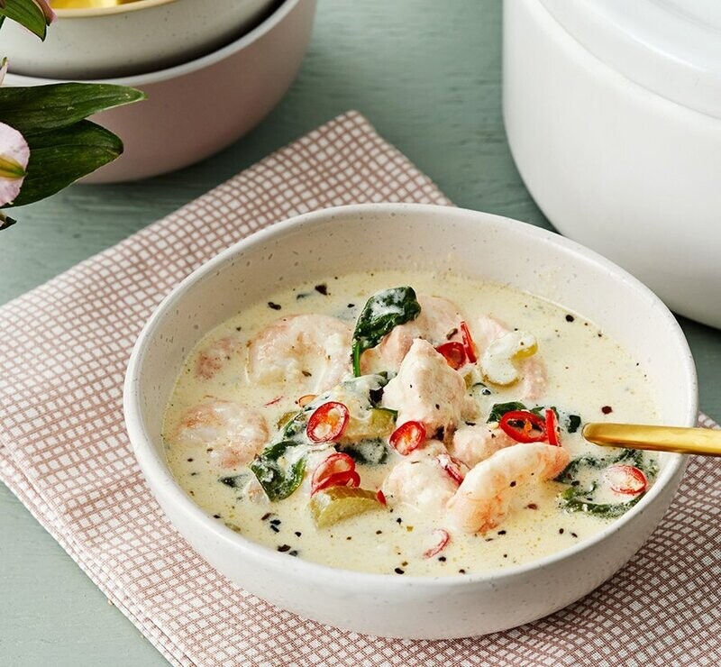 Fácil y rápida sopa keto de mariscos