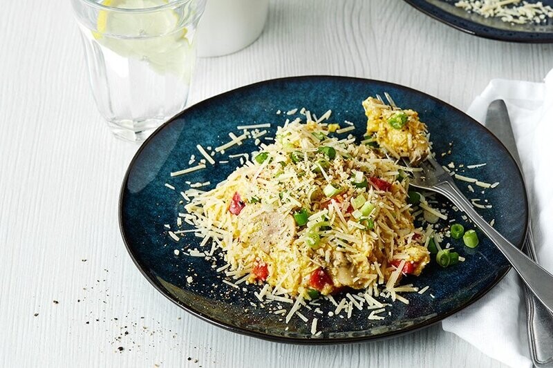 Huevos revueltos con verduras