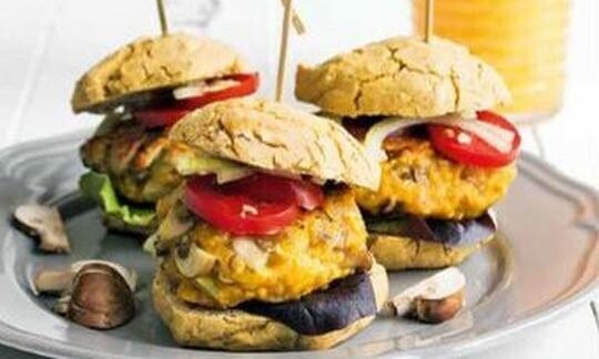 Hamburguesa de champiñones y altramuces