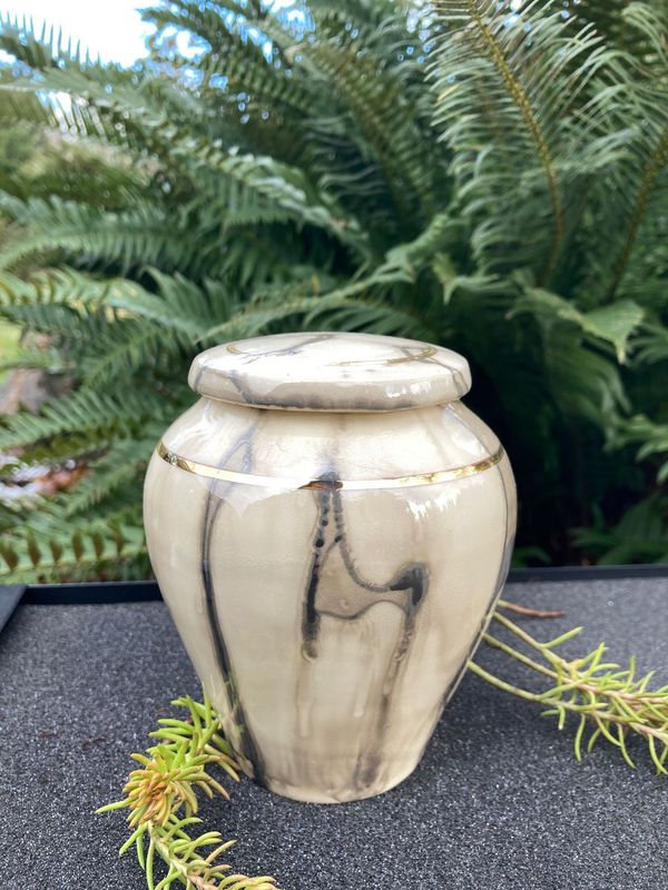 Ancient Creations Urn in White with Silver