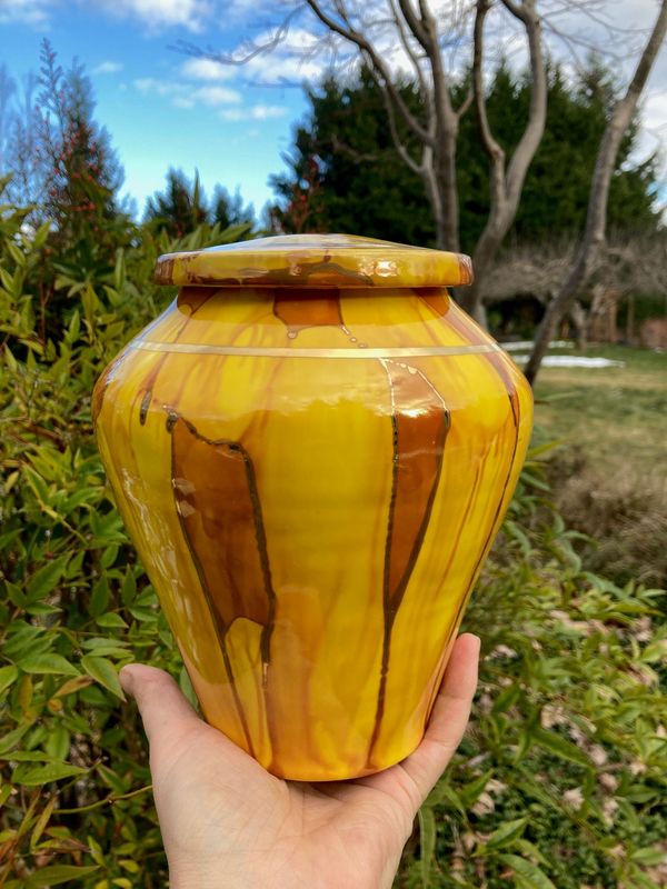Ancient Creations Urn in Yellow with Gold