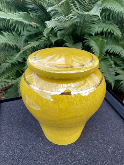 Ancient Creations Urn in Yellow with Mother of Pearl