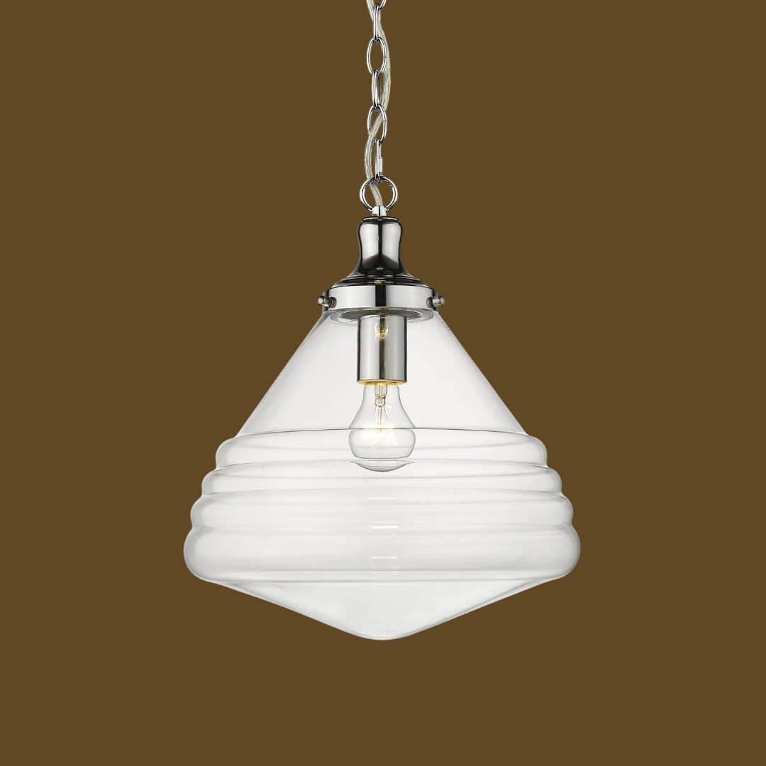Spacey Large 1lt Pendant Chrome Clear Glass