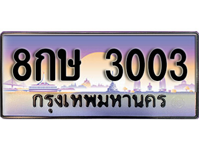 4. เลขทะเบียน 3003 เลขประมูล - 8กษ 3003 ผลรวมดี 19 จากกรมขนส่ง