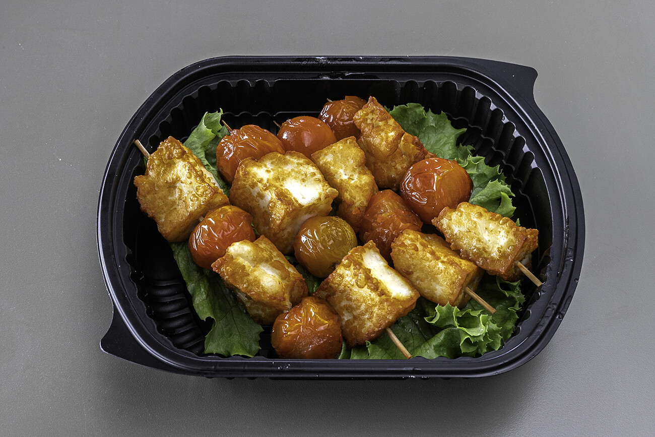 Brochette de fromage halloumi et legumes