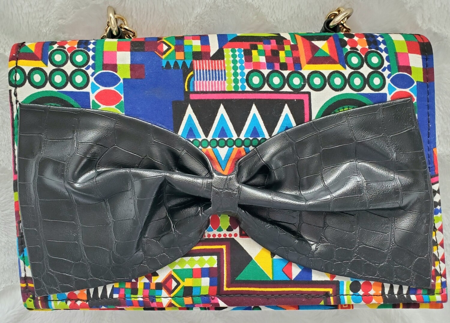 Croc Leather Bow Bag