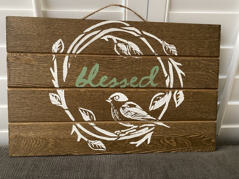 Beautiful slate wood Blessed sign