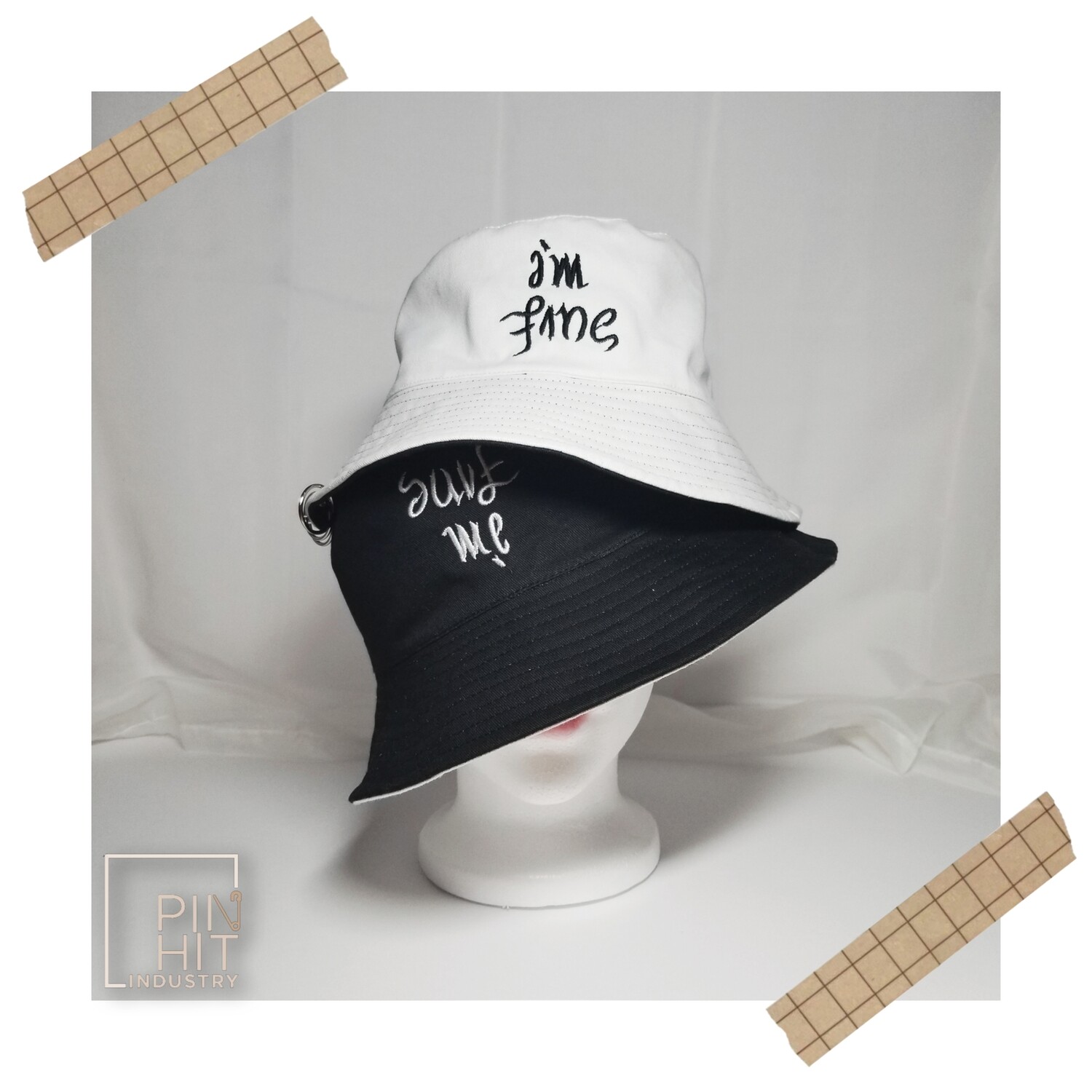[ Instocks ]: Save me, I&#39;m Fine Reversible Bucket Hat