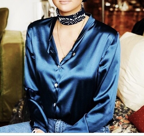 Camicia raso shop blu