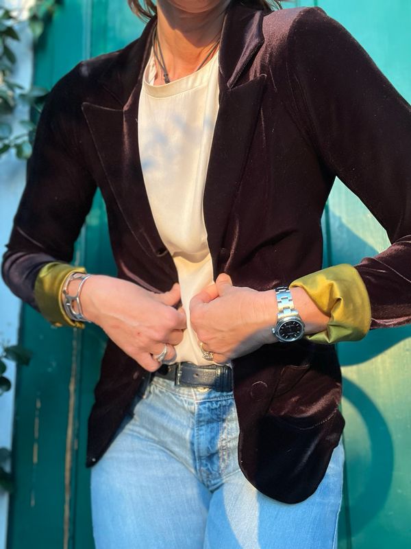 Giacca mela in velluto liscio