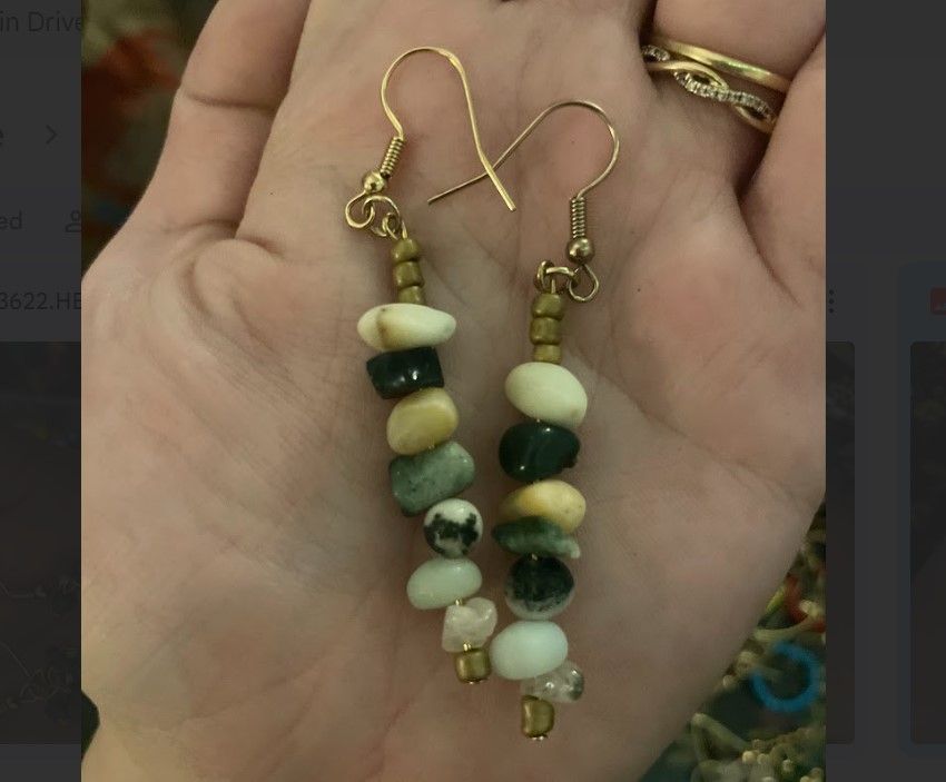 Gold and Rocks Dangle Earrings