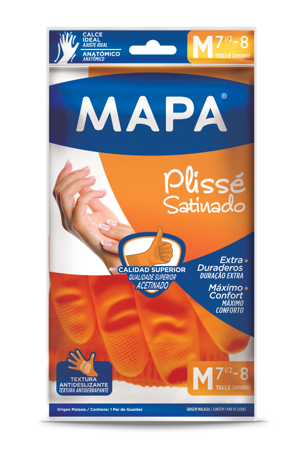 MAPA GUANTE PLISSE SATINADO Talle M x30und