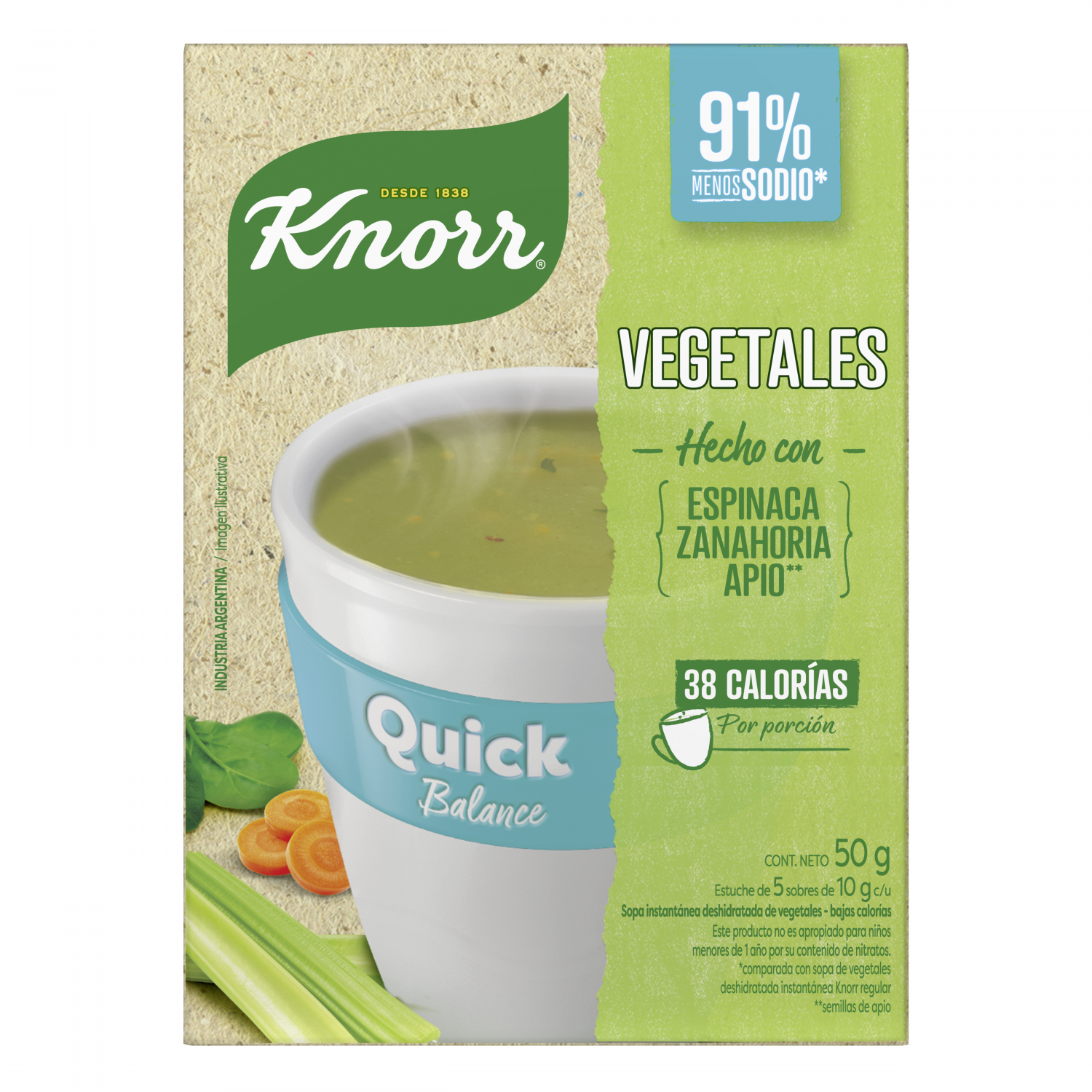 KNORR SOPA QUICK SOBRE VEGETALES BALANCE x5gr