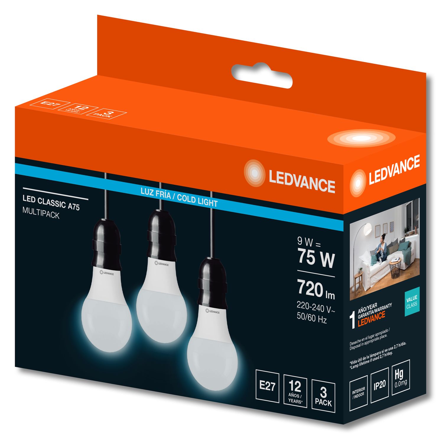LEDVANCE LAMPARA LED LUZ FRIA 3x9w (Osram)