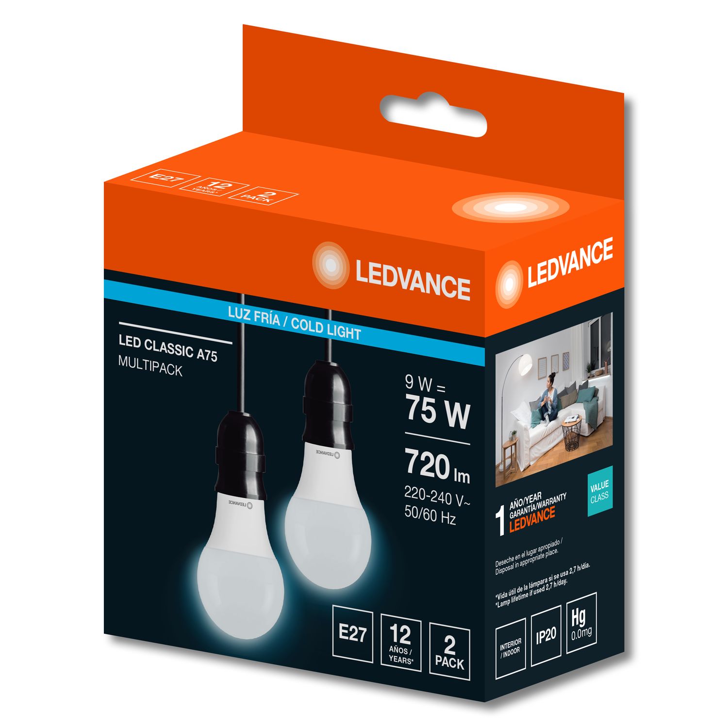 LEDVANCE LAMPARA LED LUZ FRIA 2x9w (Osram)