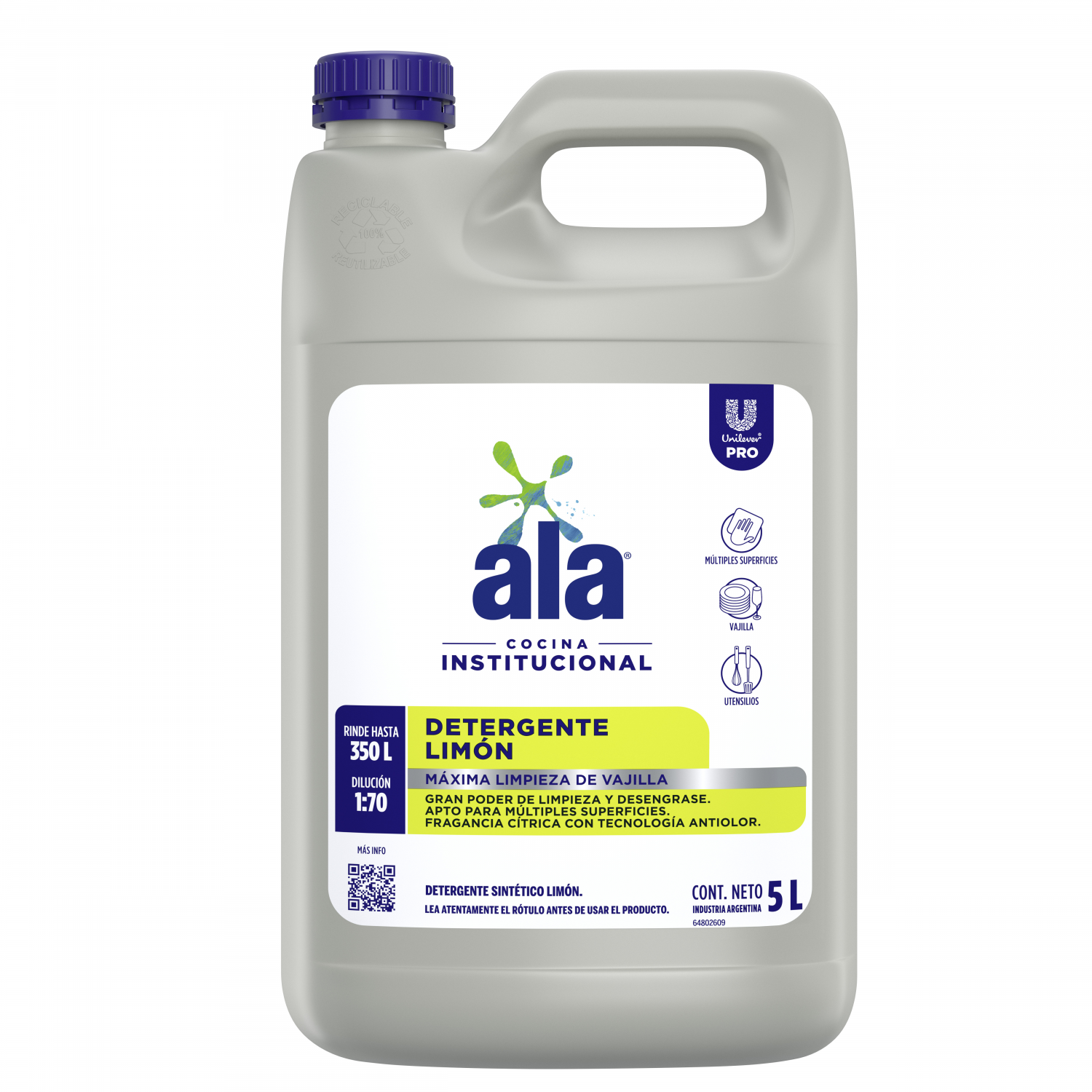 ALA ULTRA DETERGENTE CITRICO BOTELLON x5lt