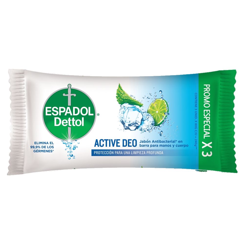 ESPADOL JABON EN BARRA ACTIVE DEO x3x80grs