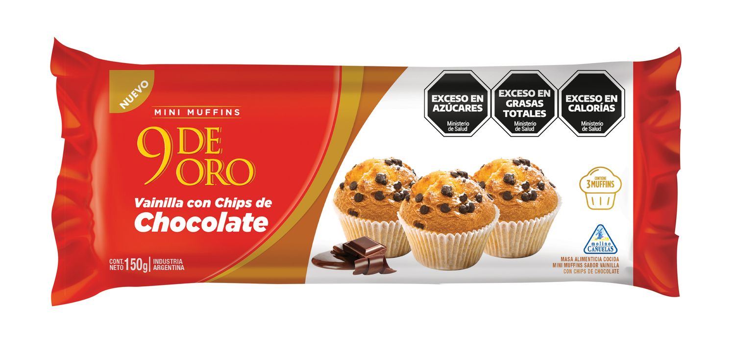 MINI MUFFIN 9 DE ORO VAINILLA C/CHIPS x150gr