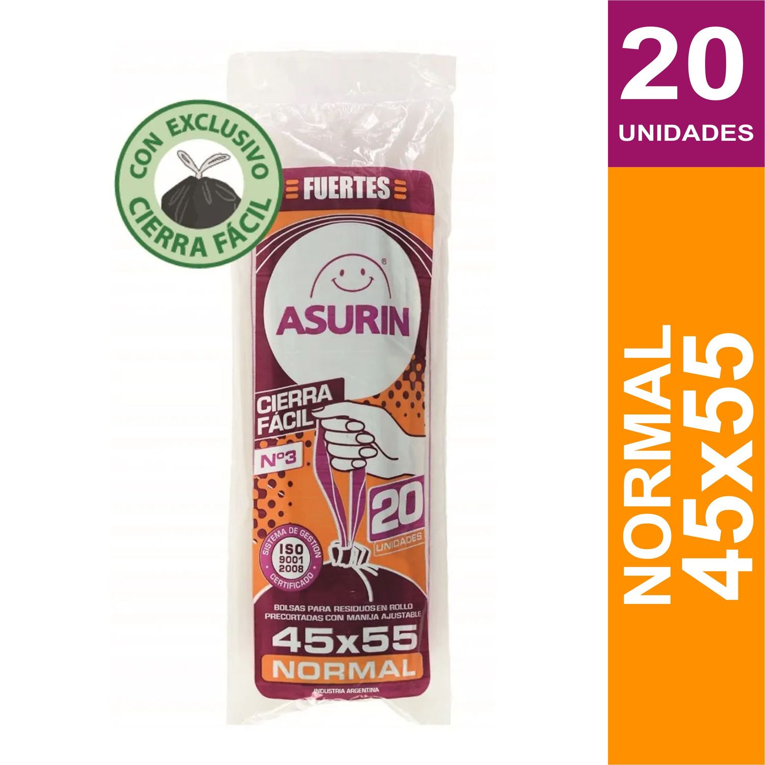 ASURIN BOLSAS CIERRA FACIL 45x55cm x20und.