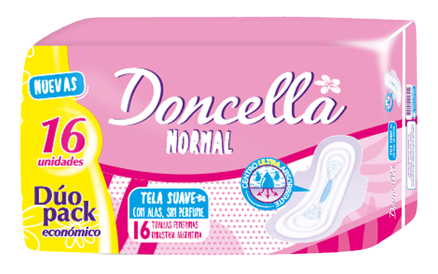 DONCELLA TOALLAS FEM NORMAL DUO S/DES x16und