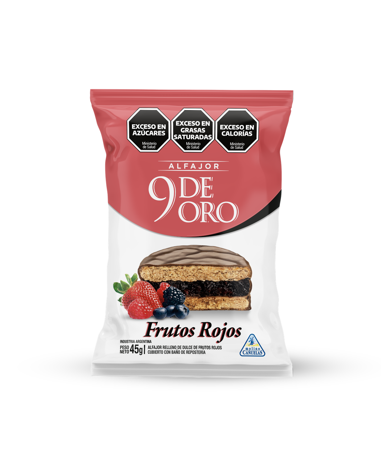 ALFAJOR 9 DE ORO SIMPLE FRUTA x45gr