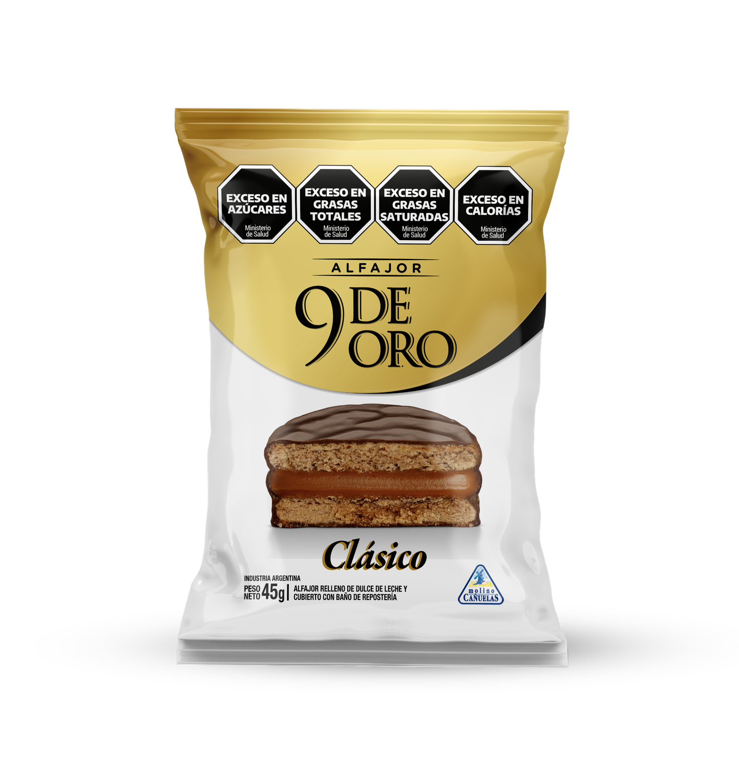 ALFAJOR 9 DE ORO SIMPLE NEGRO x45gr