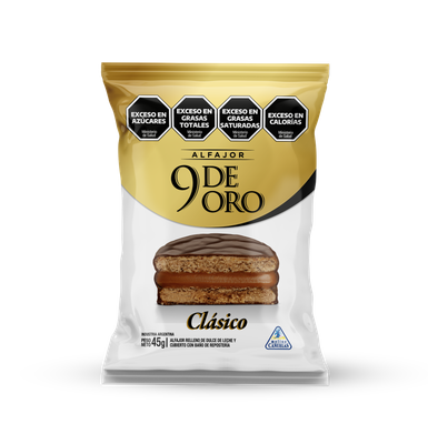 ALFAJOR 9 DE ORO SIMPLE NEGRO x45gr