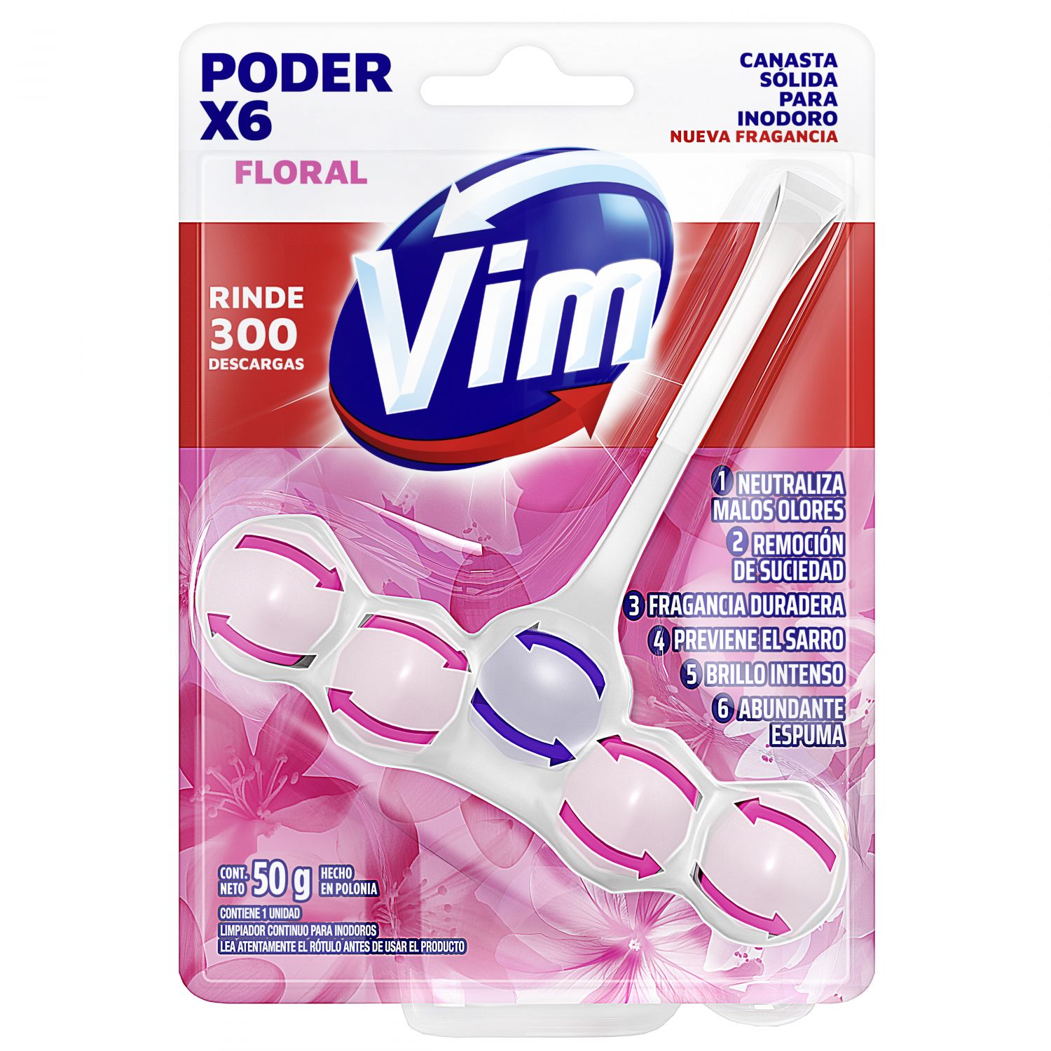 VIM CANASTA BAÑO PODER 6 FLORAL x50gr
